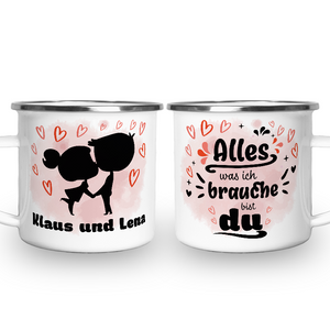 #1055 Emaille Becher mit Text