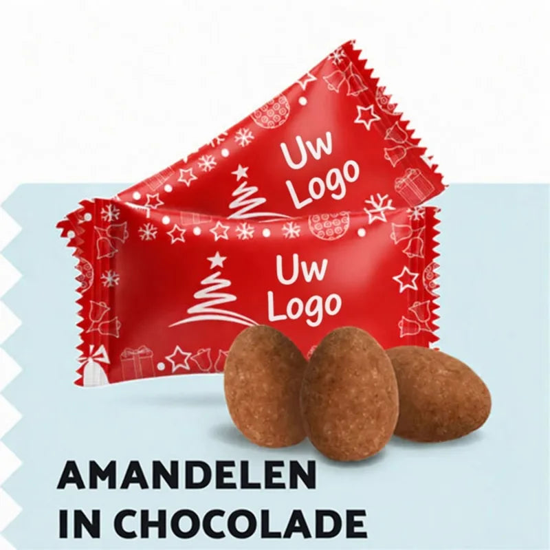 Amandelen in chocolade met logo