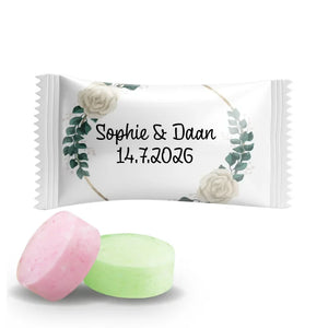 #B200E Fruitbonbons met eigen tekst voor bruiloften