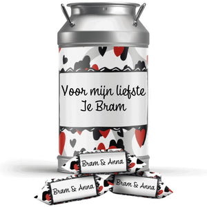 #B88E Karamelbonbons in blik met eigen tekst