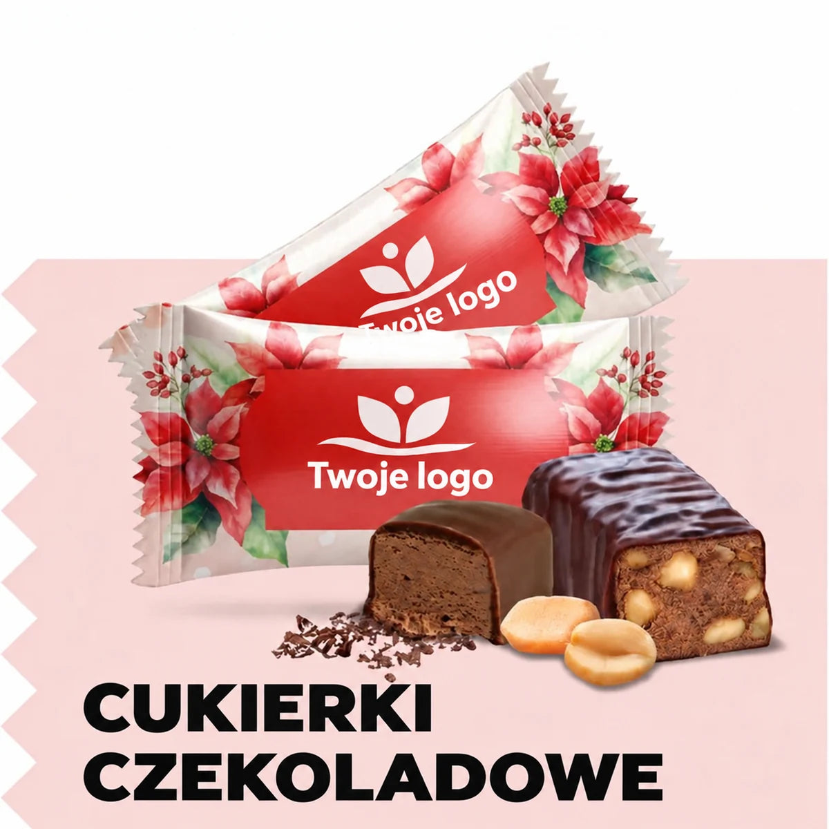 Świąteczne cukierki czekoladowe z logo