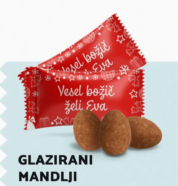 Glazirani mandlji z lastnim besedilom